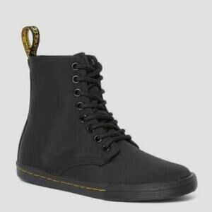 Dr. Martens JUNIOR SHERIDAN Black Canvas 8-Eye Boots Size 2 Unisex